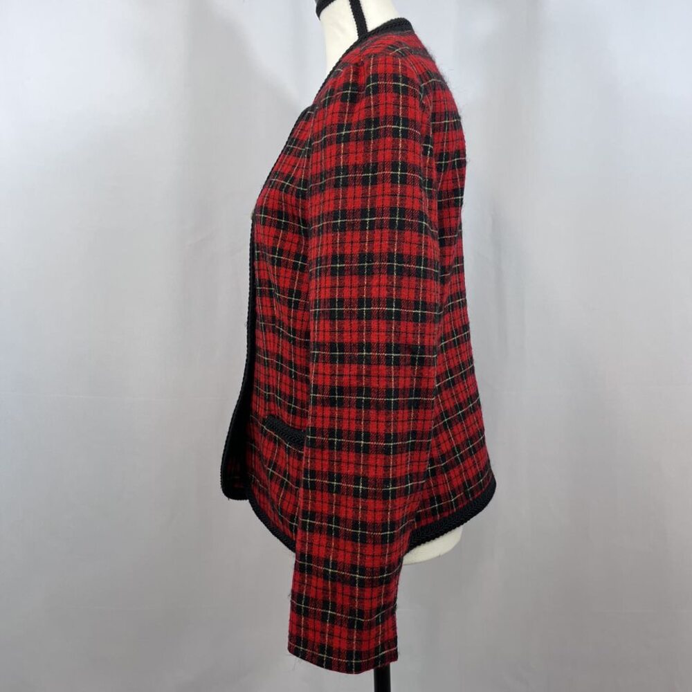 Pendleton wool red tartan plaid vintage blazer button jacket womens sz 10 - Picture 4 of 10